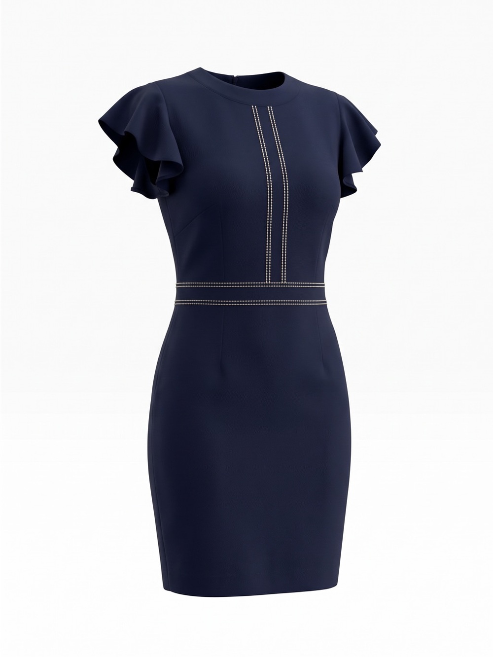 Miusol Navy Ruffle-Sleeve Sheath Dress